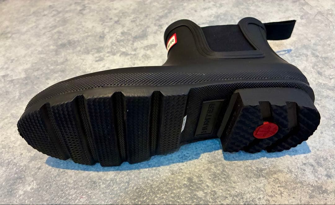 HUNTER ブラック サイドゴアレインブーツ