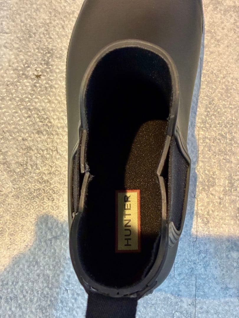 HUNTER ブラック サイドゴアレインブーツ