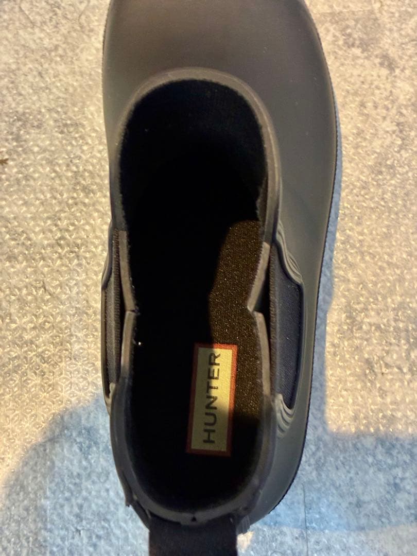 HUNTER ブラック サイドゴアレインブーツ