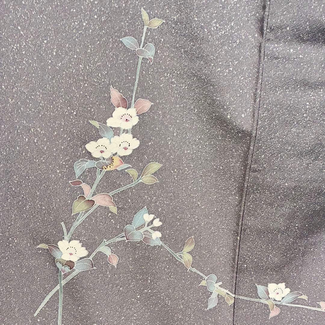 D246 訪問着　手描き友禅　花模様　正絹　着物　袷　しつけ糸付き未使用極美品