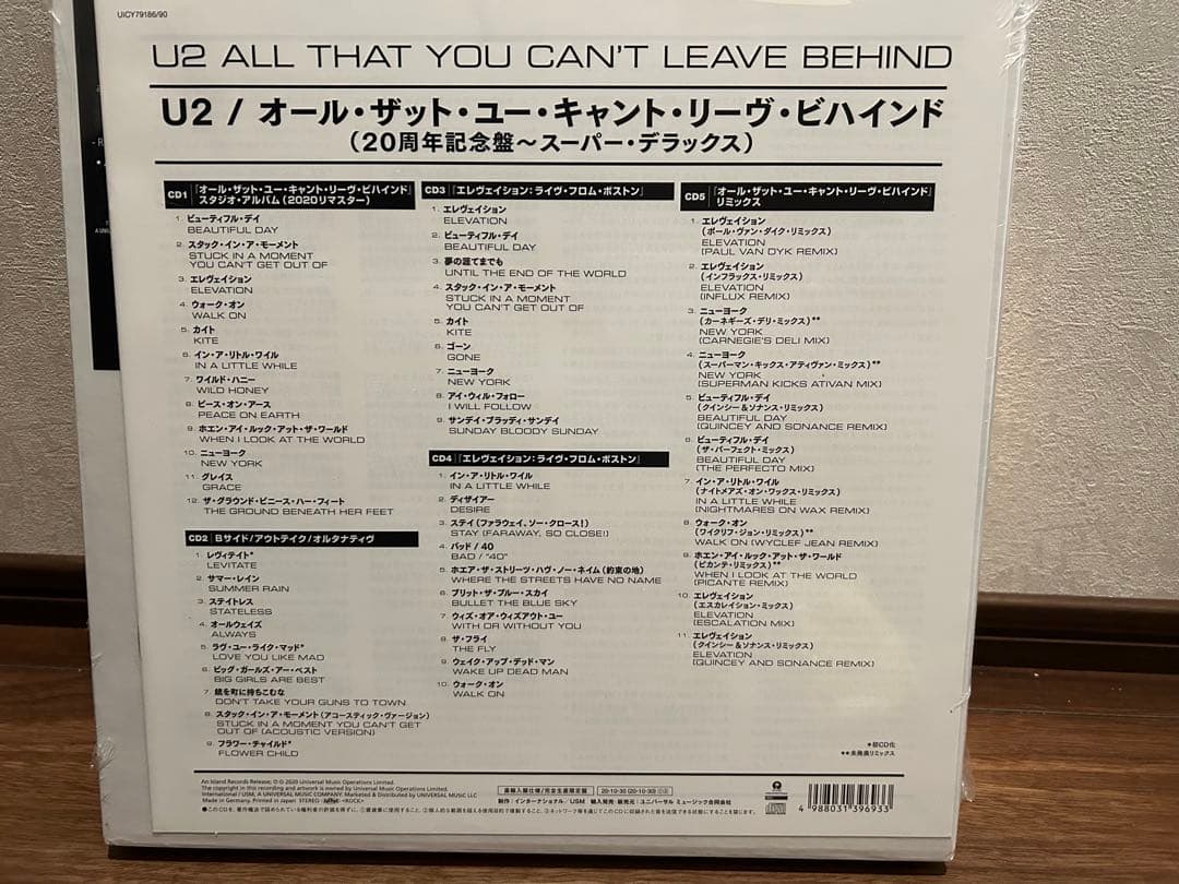 U2 All That You Can't Leave Behind 20周年記