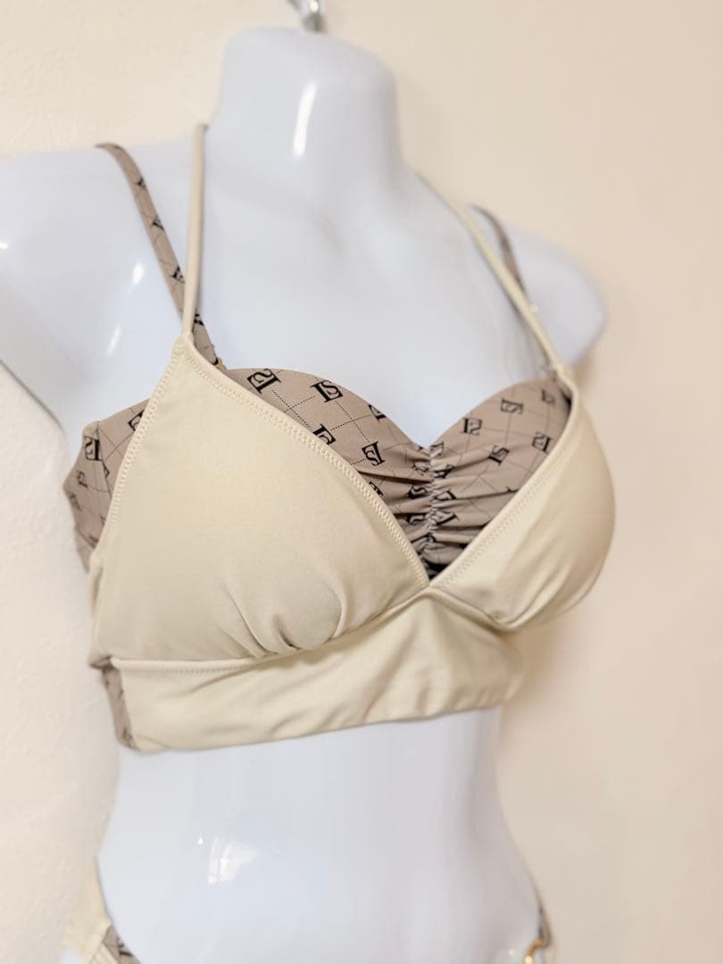 三愛水着楽園 ベージュ セパレート水着 リボン2way