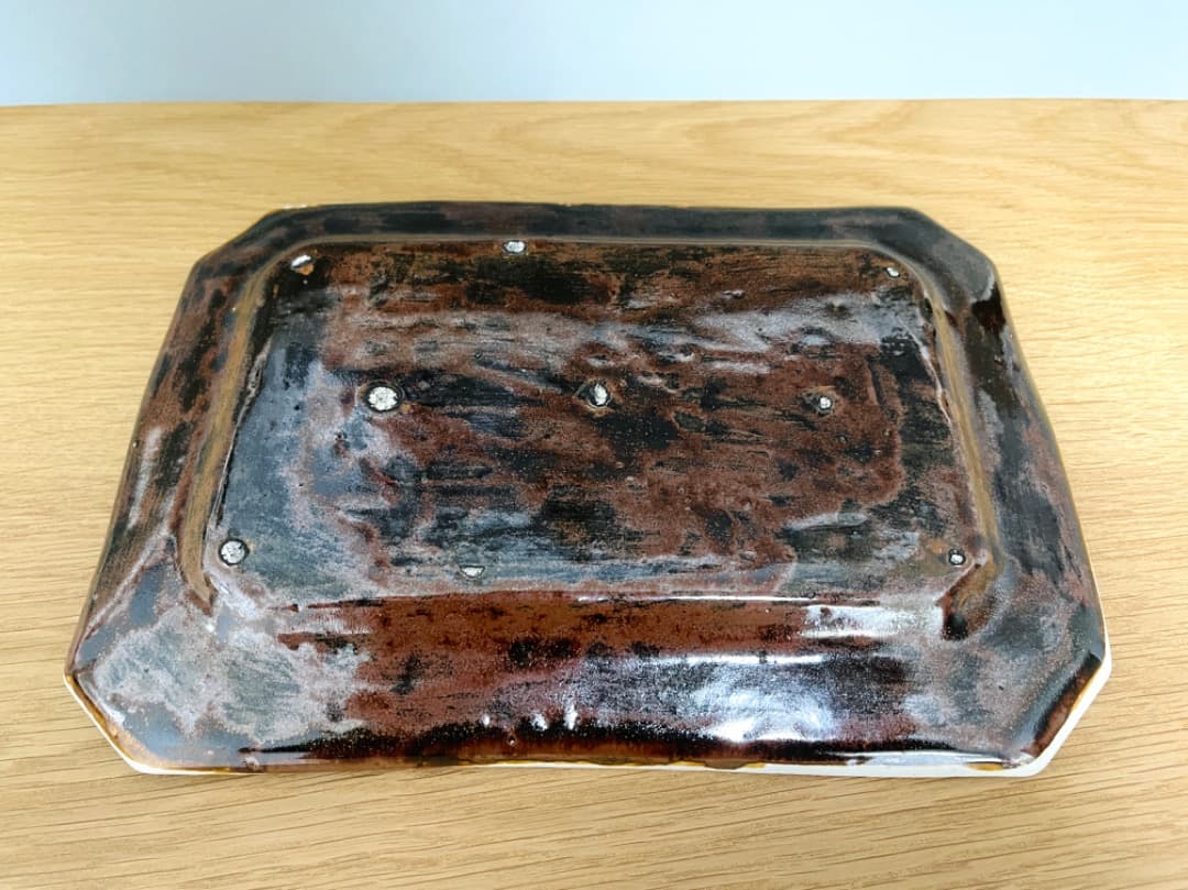 伊藤聡信　印判　色絵角皿