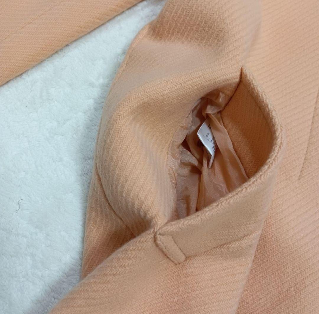 ちろきよ！【カシミヤ混】23区 ロングノーカラーコート サーモンピンク