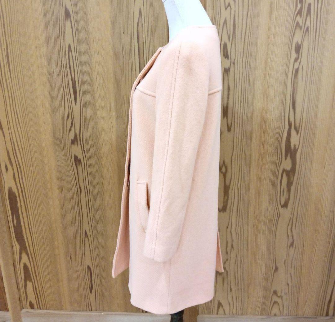 ちろきよ！【カシミヤ混】23区 ロングノーカラーコート サーモンピンク