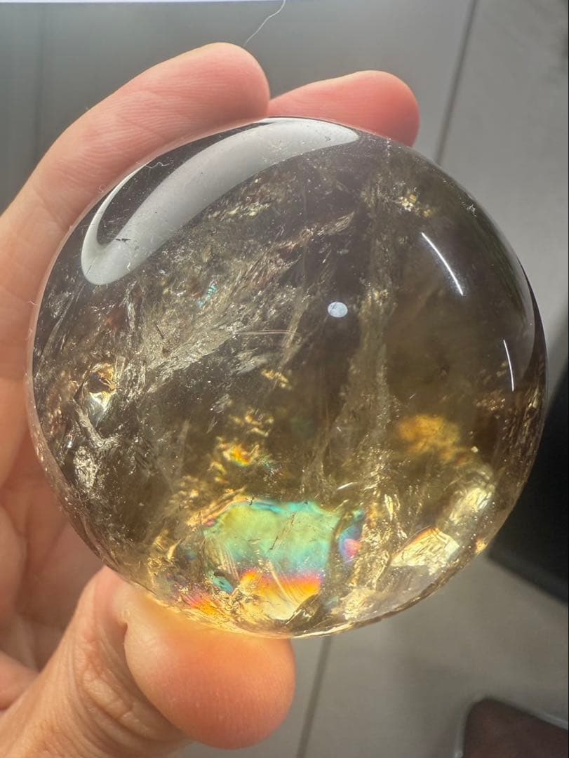 レインボー スモーキークォーツ スフィア 丸玉 虹沢山入