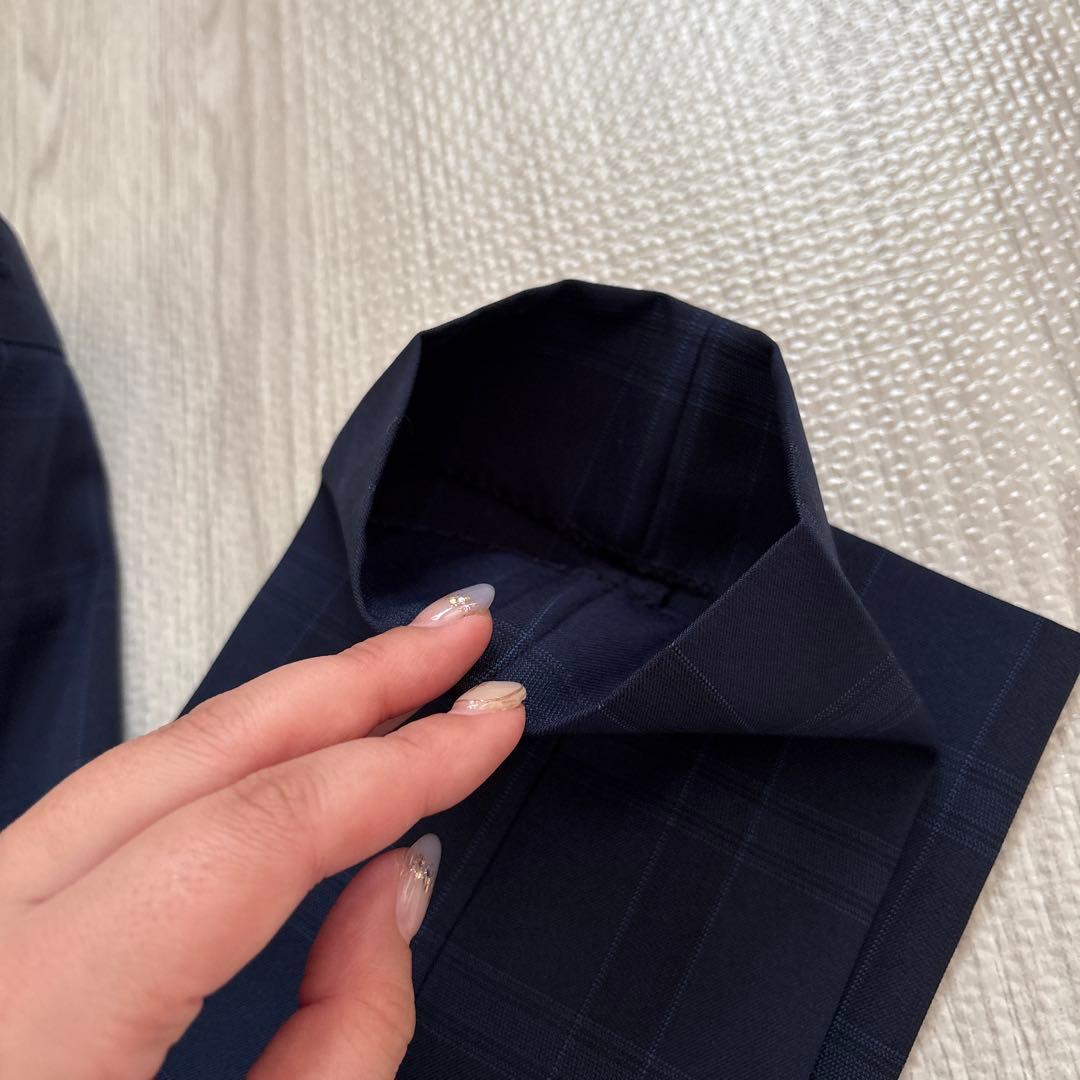 ワンダーファクトリー 140 男の子 スリーピース 5点 セットアップ紺チェック