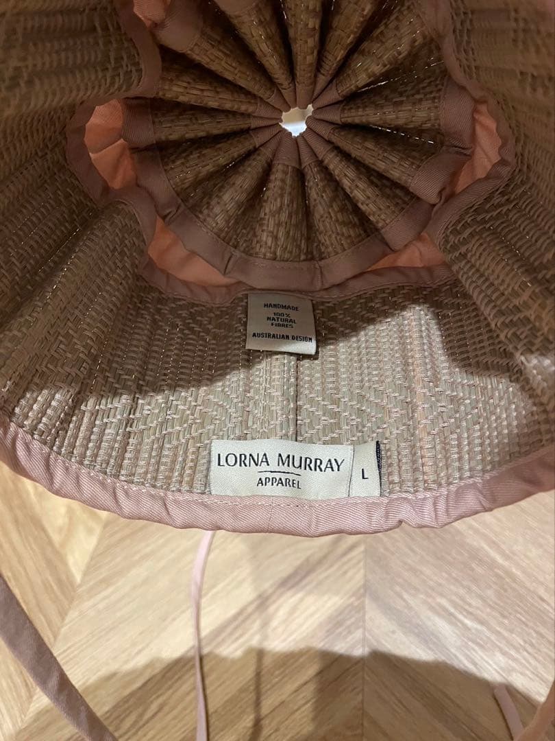 Lorna Murray 麦わら帽子 Lサイズ ベージュ/ピンク