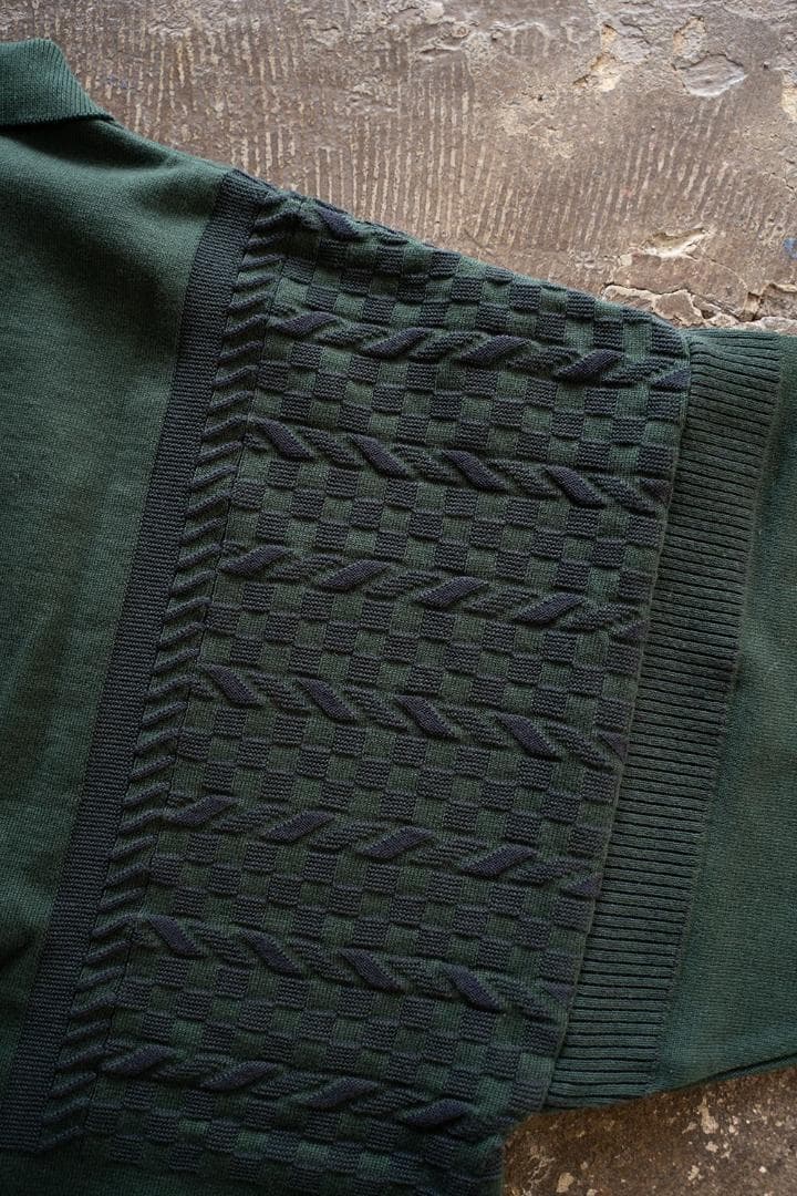 24SS美品 YASHIKI HazakuraKnitポロシャツ グリーン1