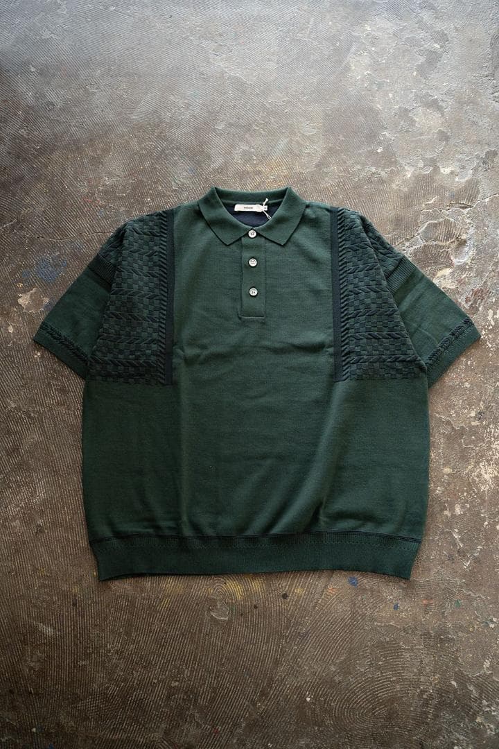 24SS美品 YASHIKI HazakuraKnitポロシャツ グリーン1