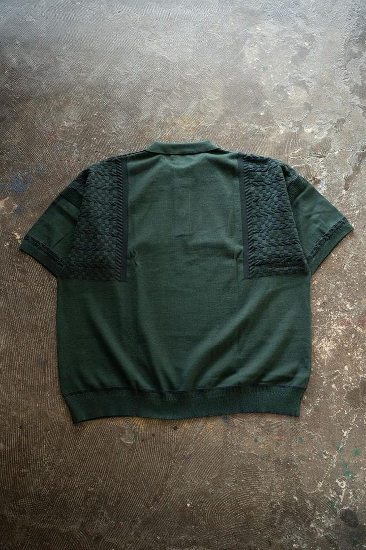 24SS美品 YASHIKI HazakuraKnitポロシャツ グリーン1