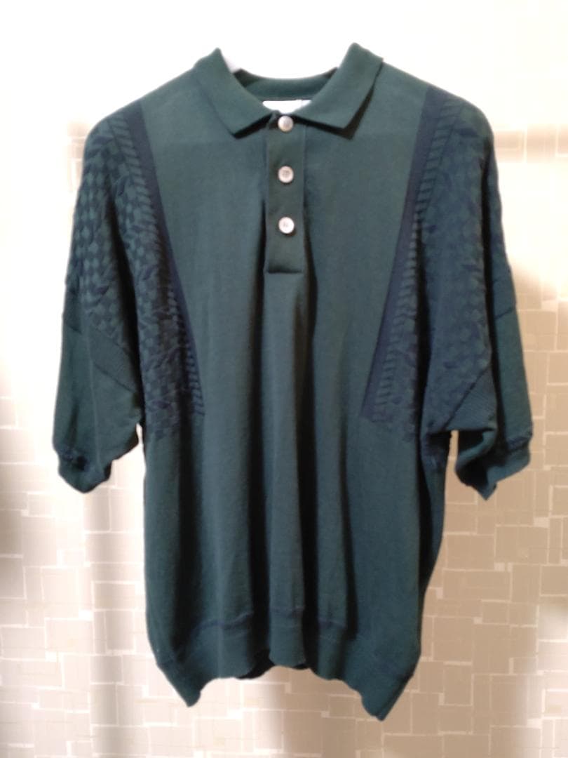 24SS美品 YASHIKI HazakuraKnitポロシャツ グリーン1
