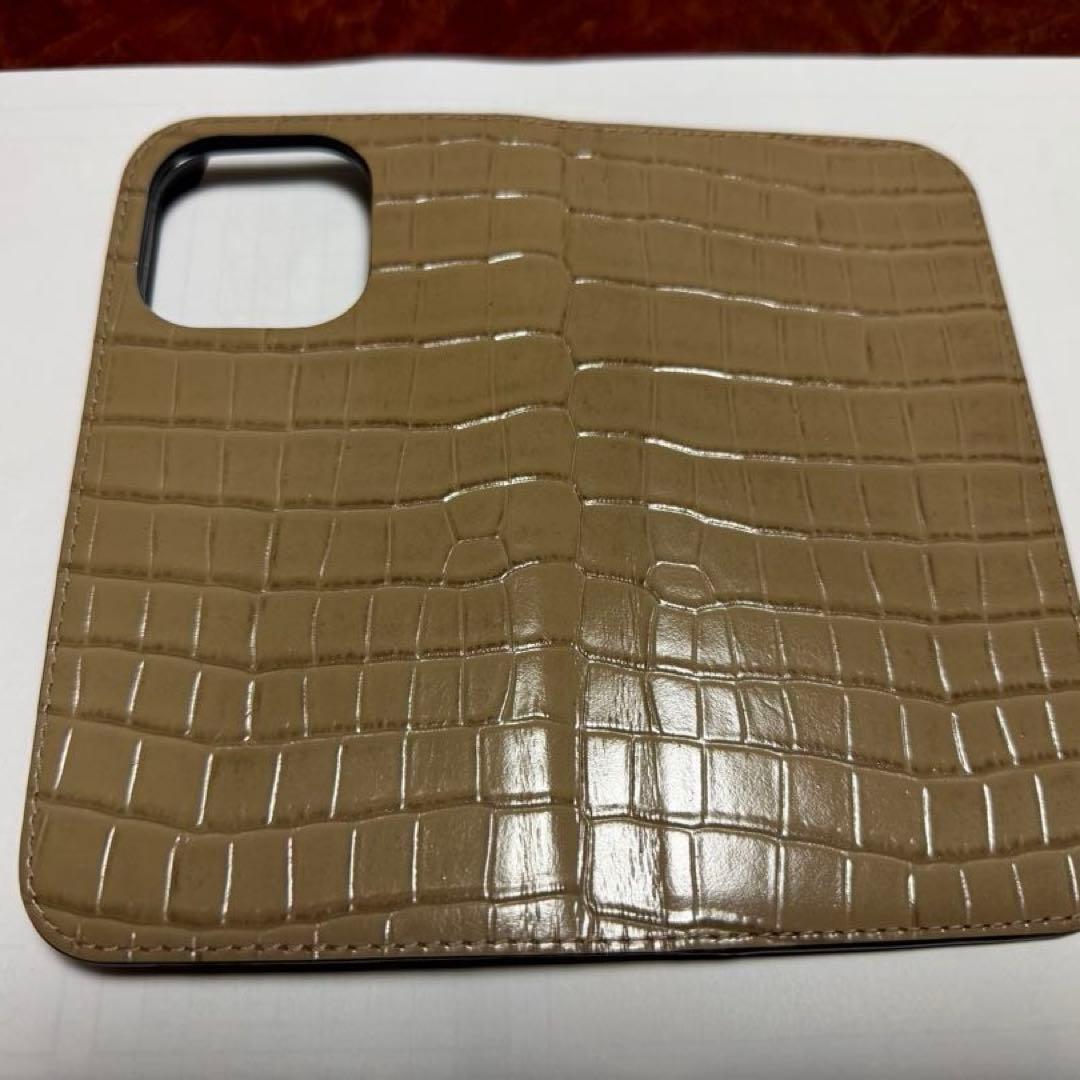 クロコダイル風手帳型・ベージュ・BONAVENTURA・iPhone15Pro