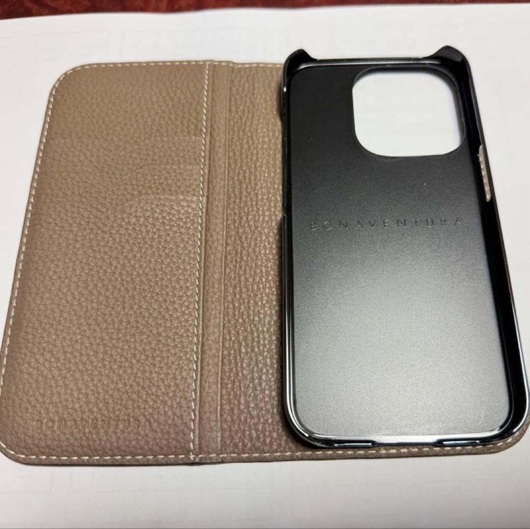 クロコダイル風手帳型・ベージュ・BONAVENTURA・iPhone15Pro