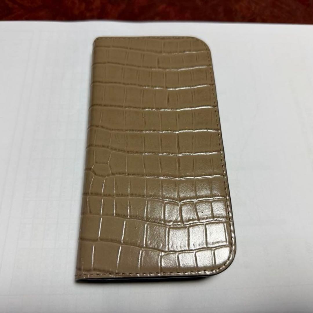 クロコダイル風手帳型・ベージュ・BONAVENTURA・iPhone15Pro