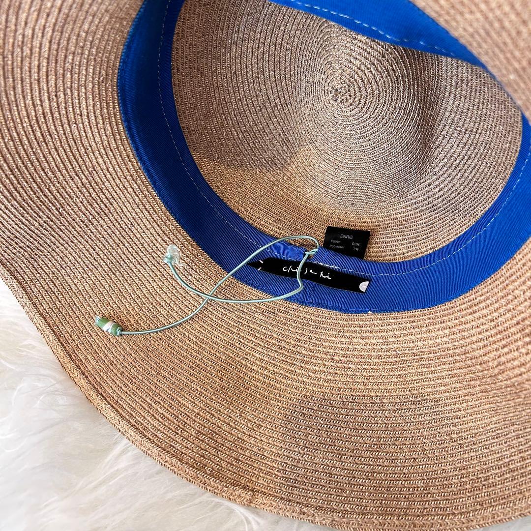 chisaki　折りたたみ可能ペーパーハット　ENRIE 麦わら帽子　リボン