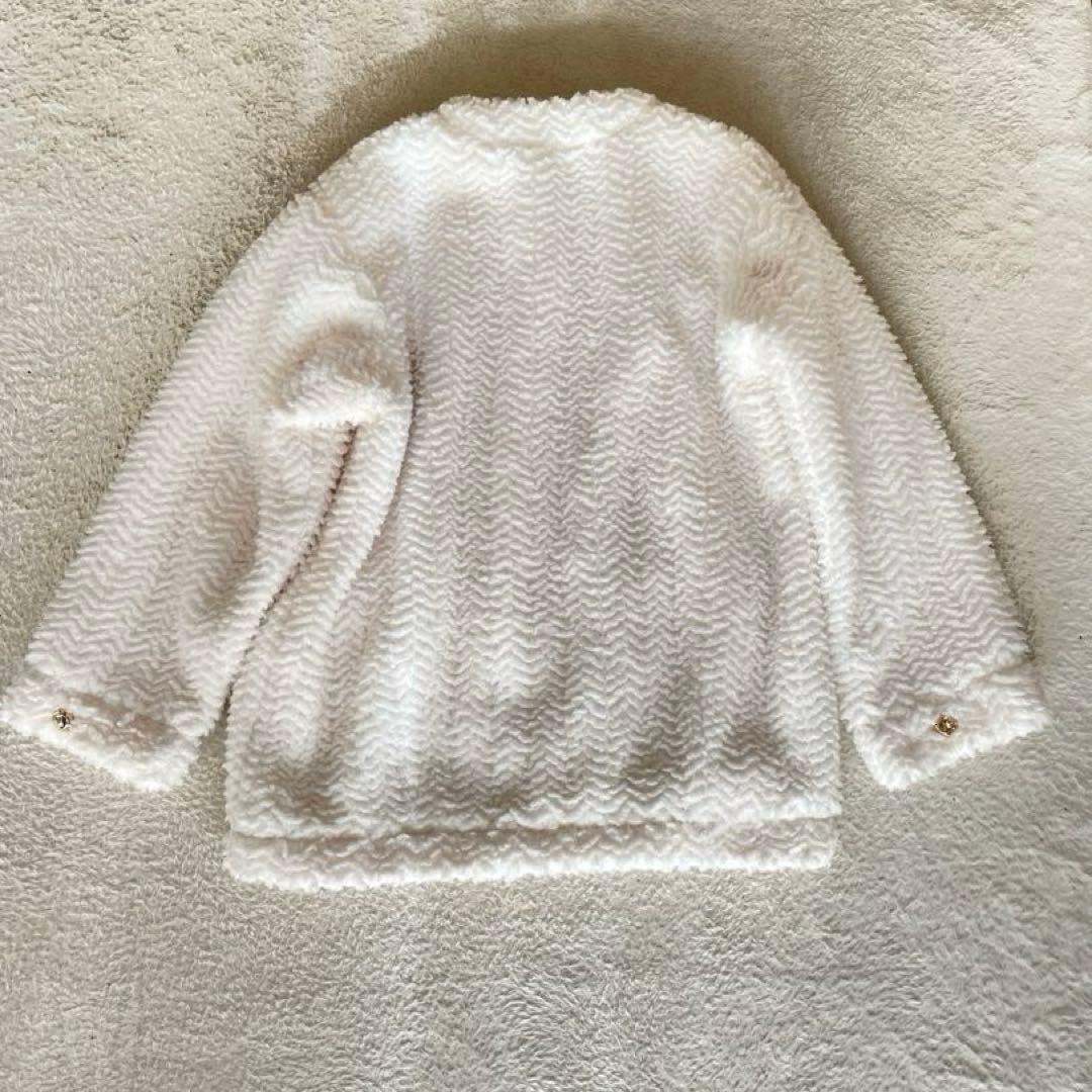 【希少ラメ入り】dazzlin ボアフレンチジャケット　金ボタン　白　ノーカラー