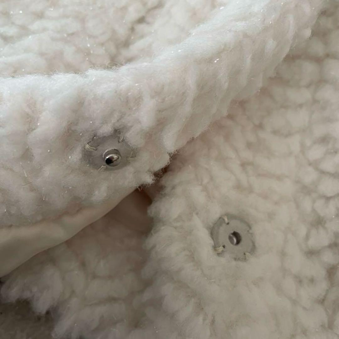 【希少ラメ入り】dazzlin ボアフレンチジャケット　金ボタン　白　ノーカラー