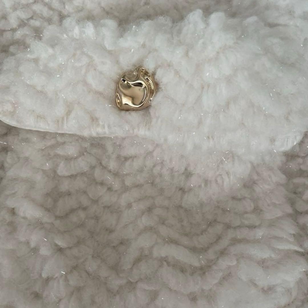 【希少ラメ入り】dazzlin ボアフレンチジャケット　金ボタン　白　ノーカラー