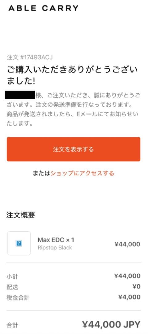 【美品】ABLE CARRY max edc ripstop black 正規品