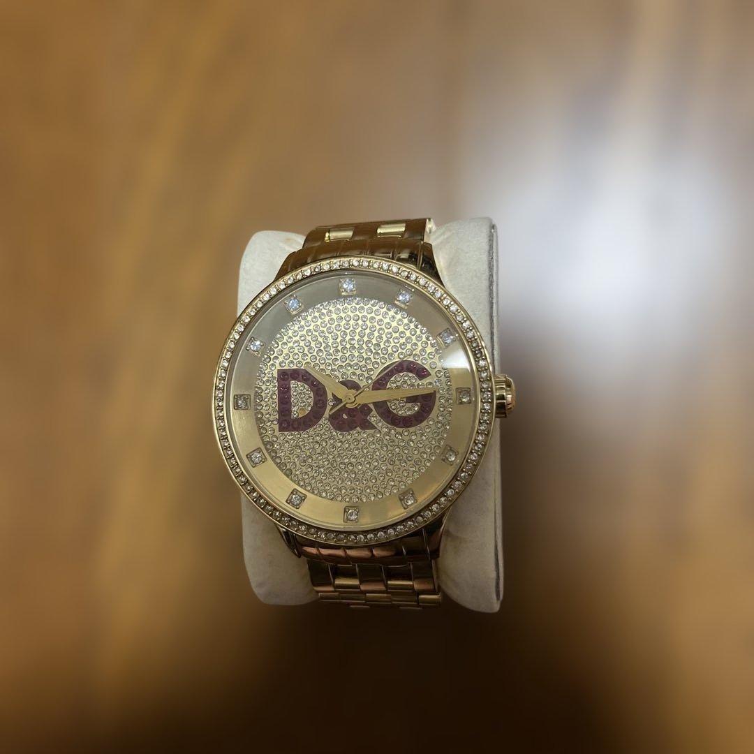 D&G ゴールド 腕時計 ストーン装飾付き