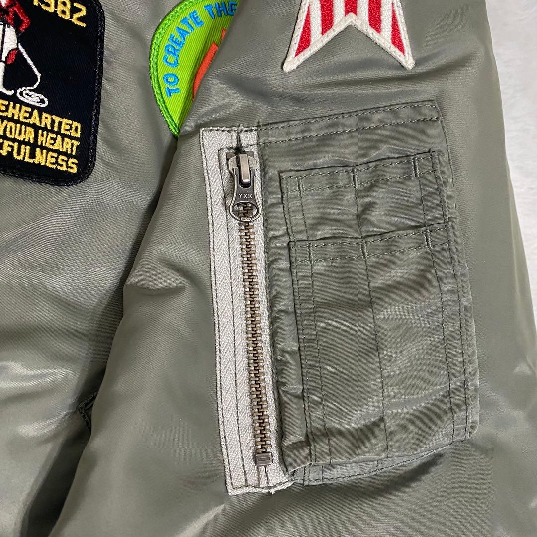 MA-1 フライトジャケット ワッペン付き XL カーキ ミリタリー