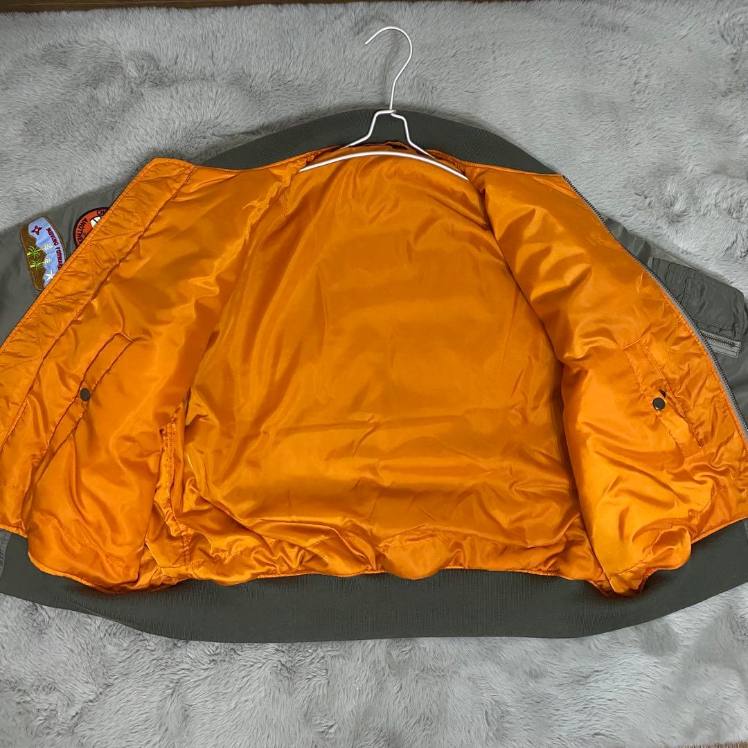 MA-1 フライトジャケット ワッペン付き XL カーキ ミリタリー