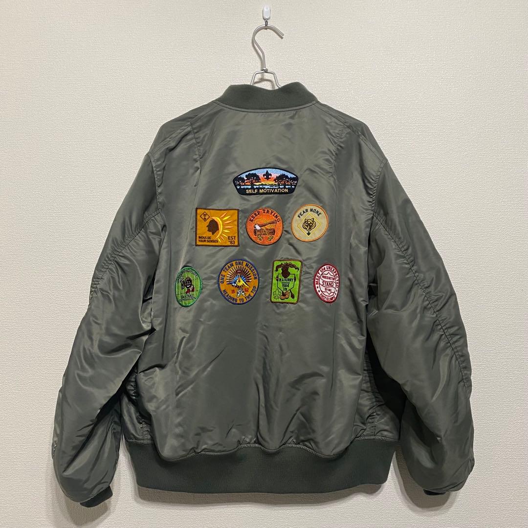 MA-1 フライトジャケット ワッペン付き XL カーキ ミリタリー