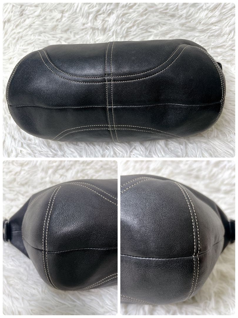 バッグ COACH Black Leather Hobo Half Moon Y2K