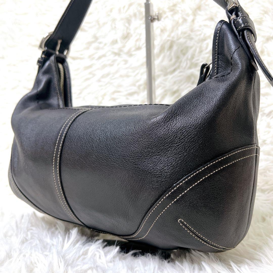 バッグ COACH Black Leather Hobo Half Moon Y2K