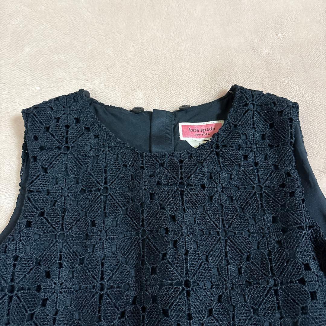 ケイトスペード レース ノースリーブ ワンピース ネイビー 襟付き 130