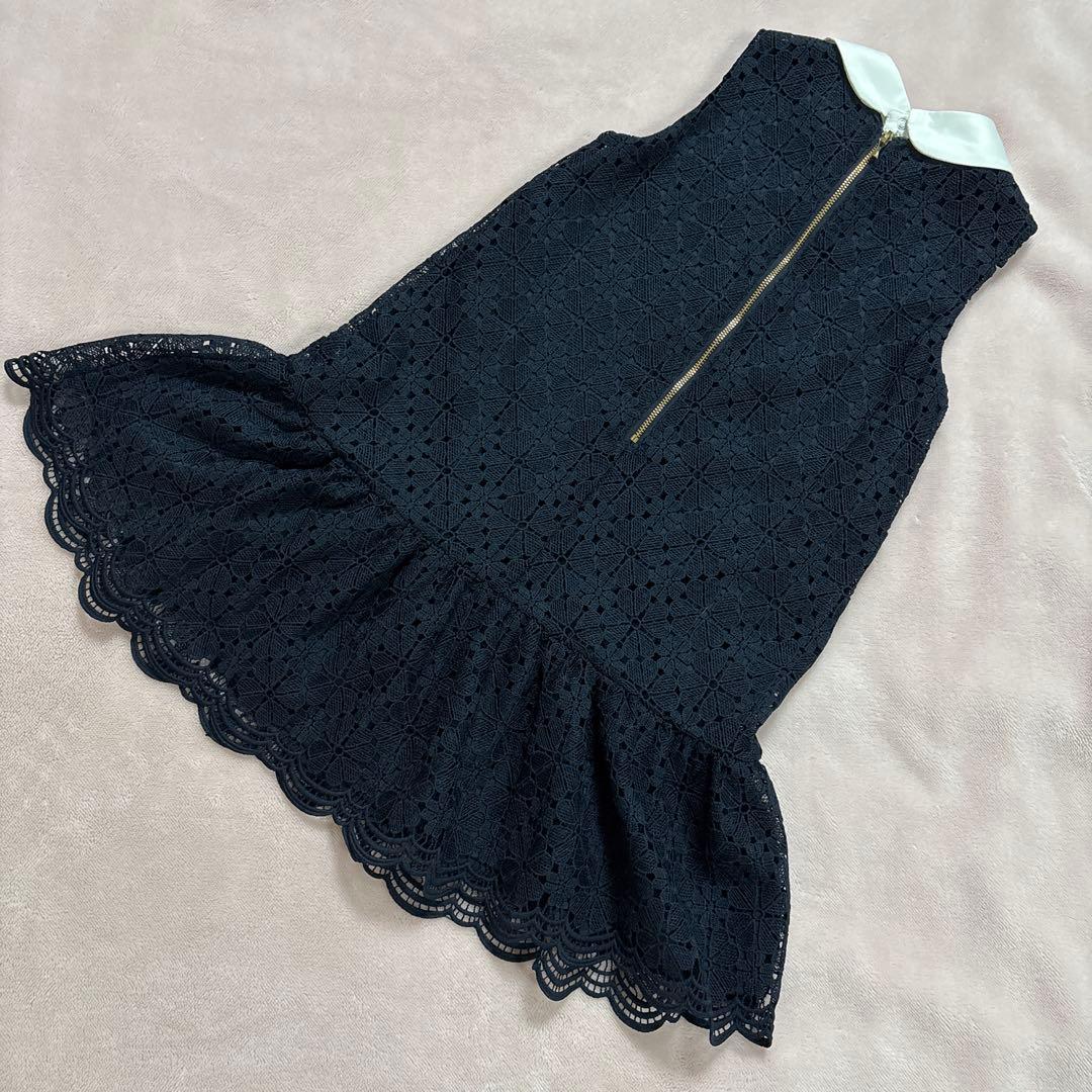 ケイトスペード レース ノースリーブ ワンピース ネイビー 襟付き 130