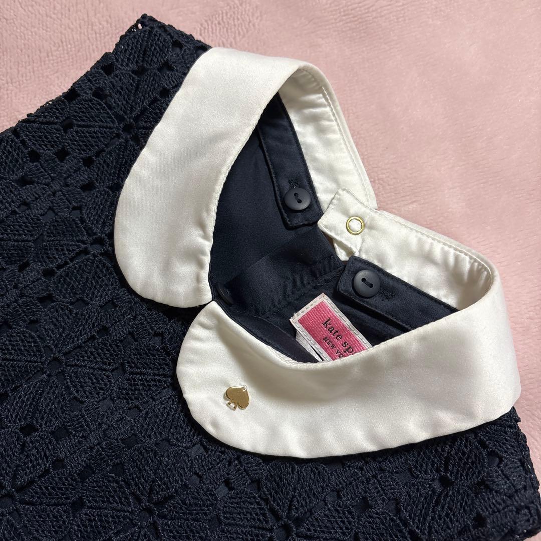 ケイトスペード レース ノースリーブ ワンピース ネイビー 襟付き 130