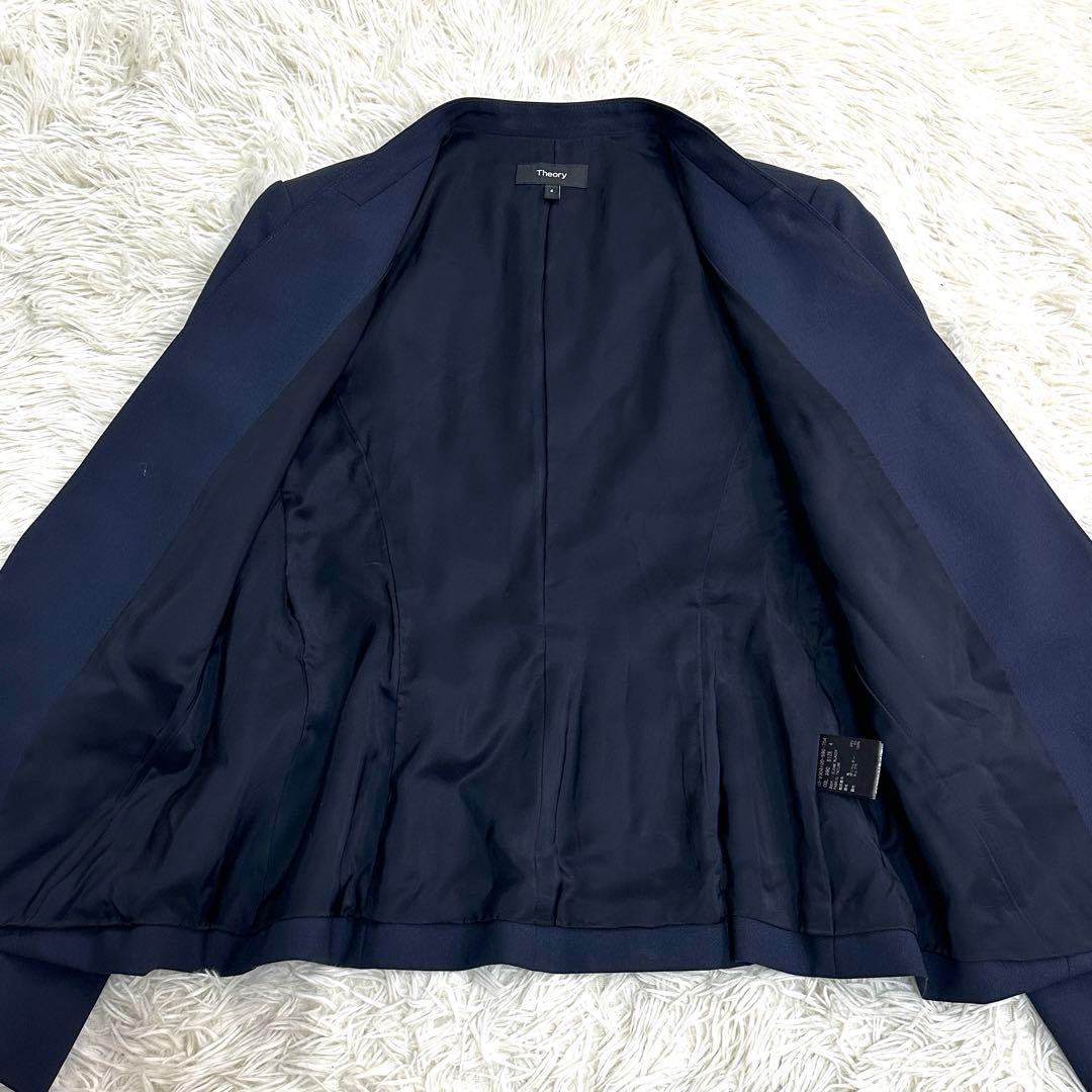 Theory セオリー スーツセット ノーカラー スカート ネイビー 4