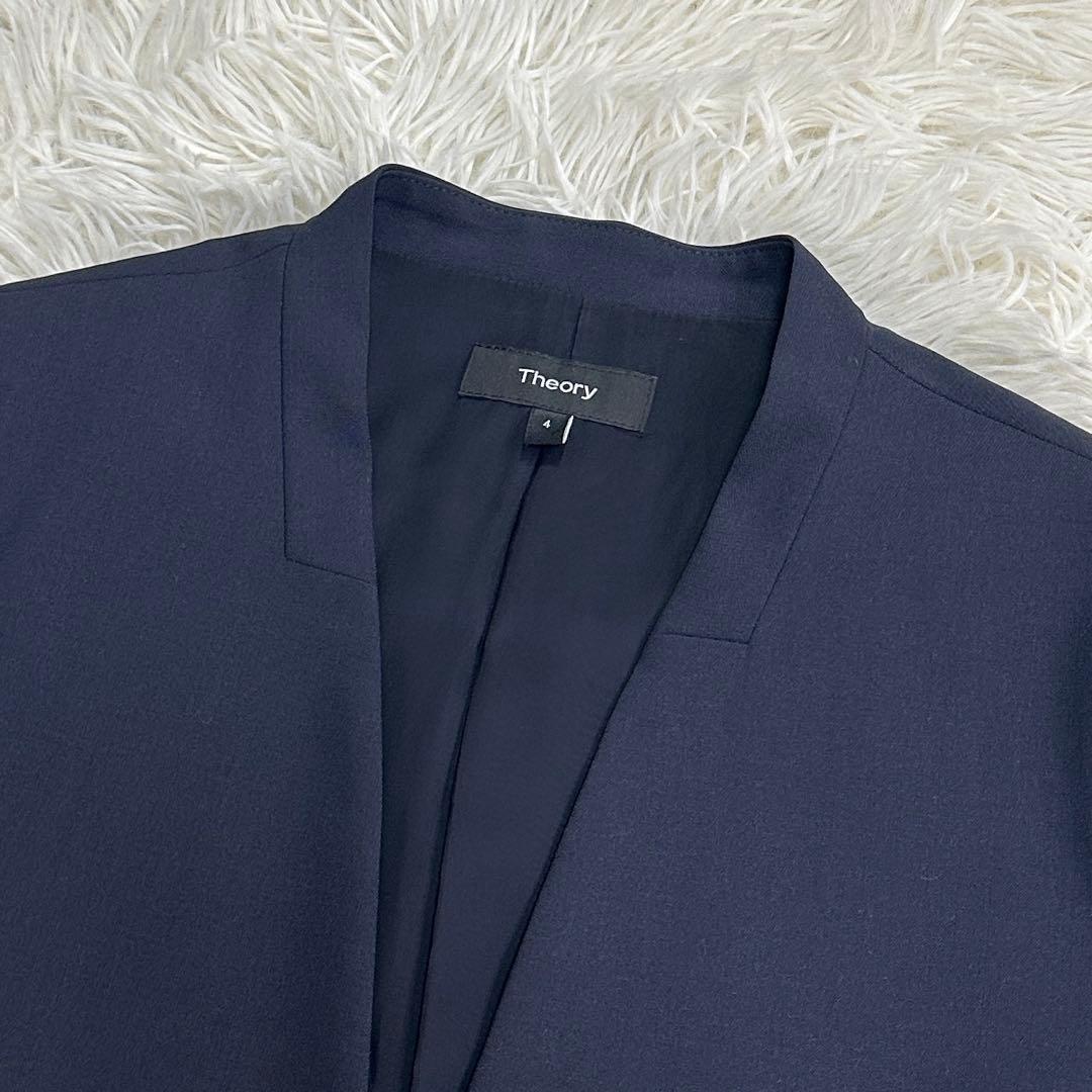 Theory セオリー スーツセット ノーカラー スカート ネイビー 4