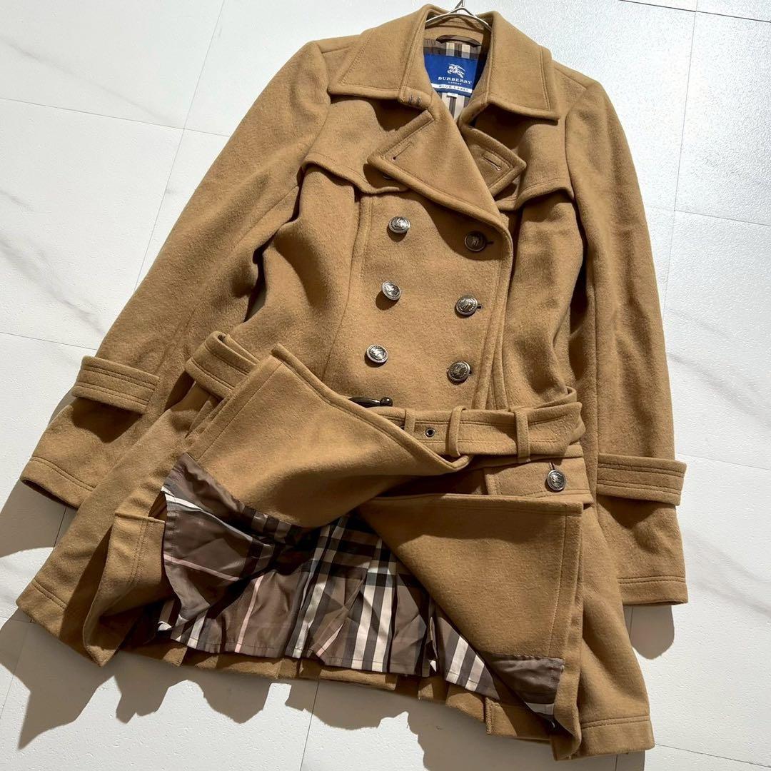 ✨️miyabi✨️様　バーバリーブルーレーベル　ピーコート　ダブル　ノバチェック