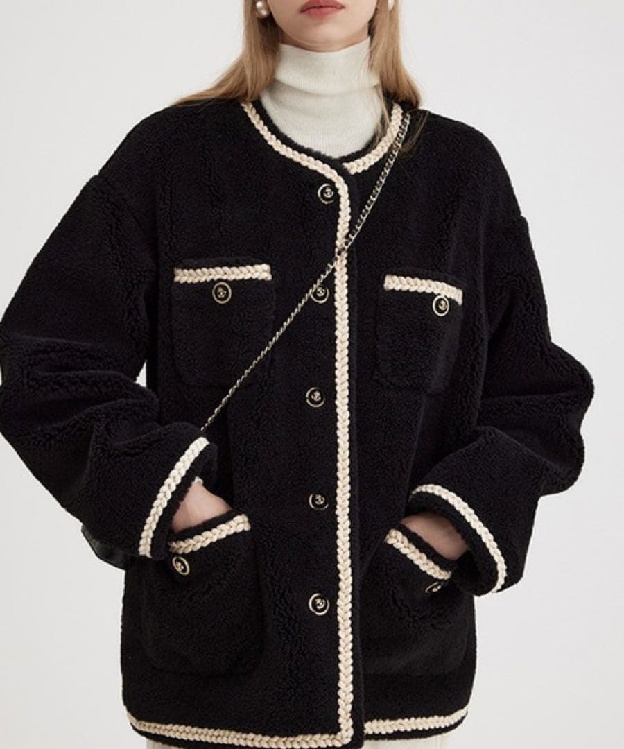 Fano Studios ノーカラーロープパイピングボアジャケット