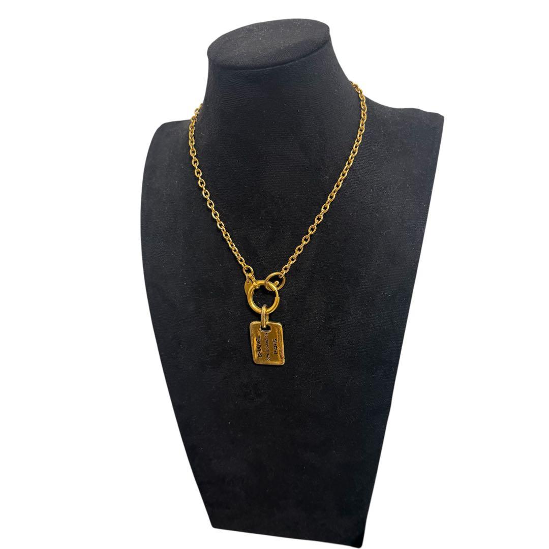 【美品】シャネル ネックレス カンボン プレート ヴィンテージ ゴールド