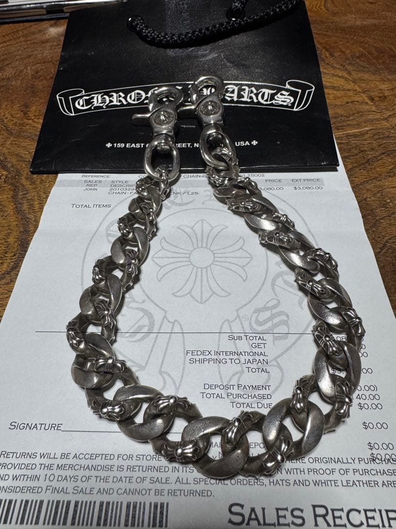 クロムハーツ　インボイス有　ファンシーウォレットチェーン ショート 2クリップ