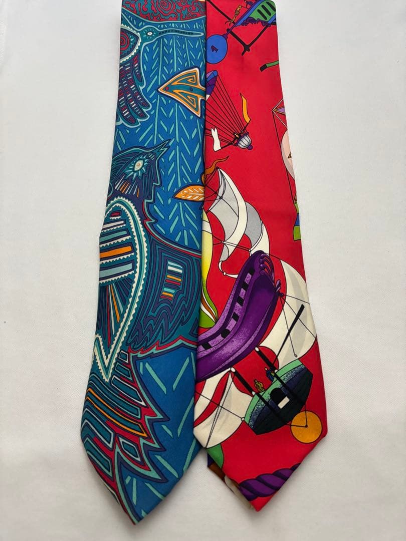 Hermes エルメス　アートデザイン ネクタイ 2本セット　カラフル
