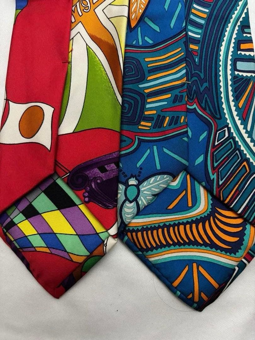 Hermes エルメス　アートデザイン ネクタイ 2本セット　カラフル