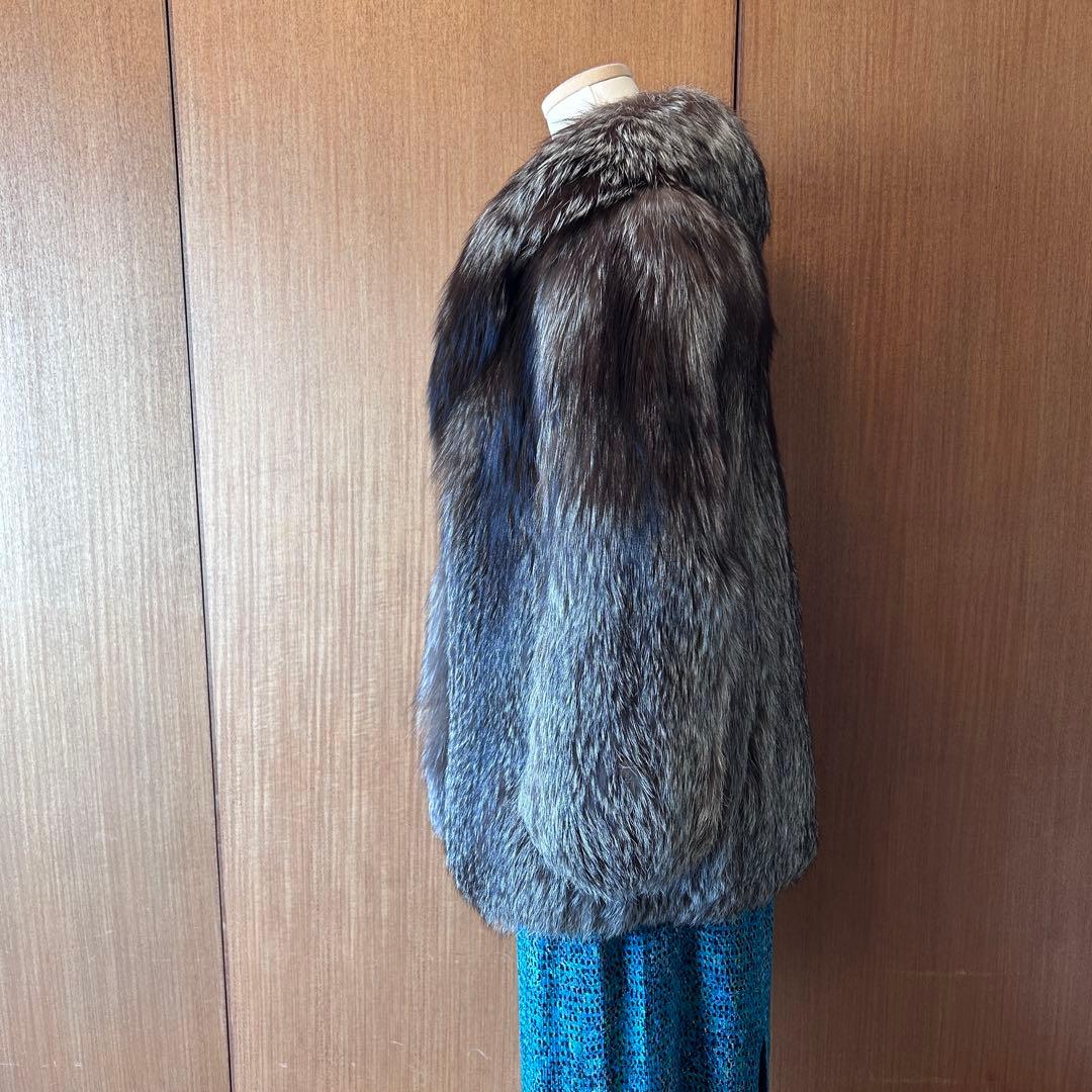 フォックス毛皮 コート サイズ11 ヒップ丈 裏地破れあり