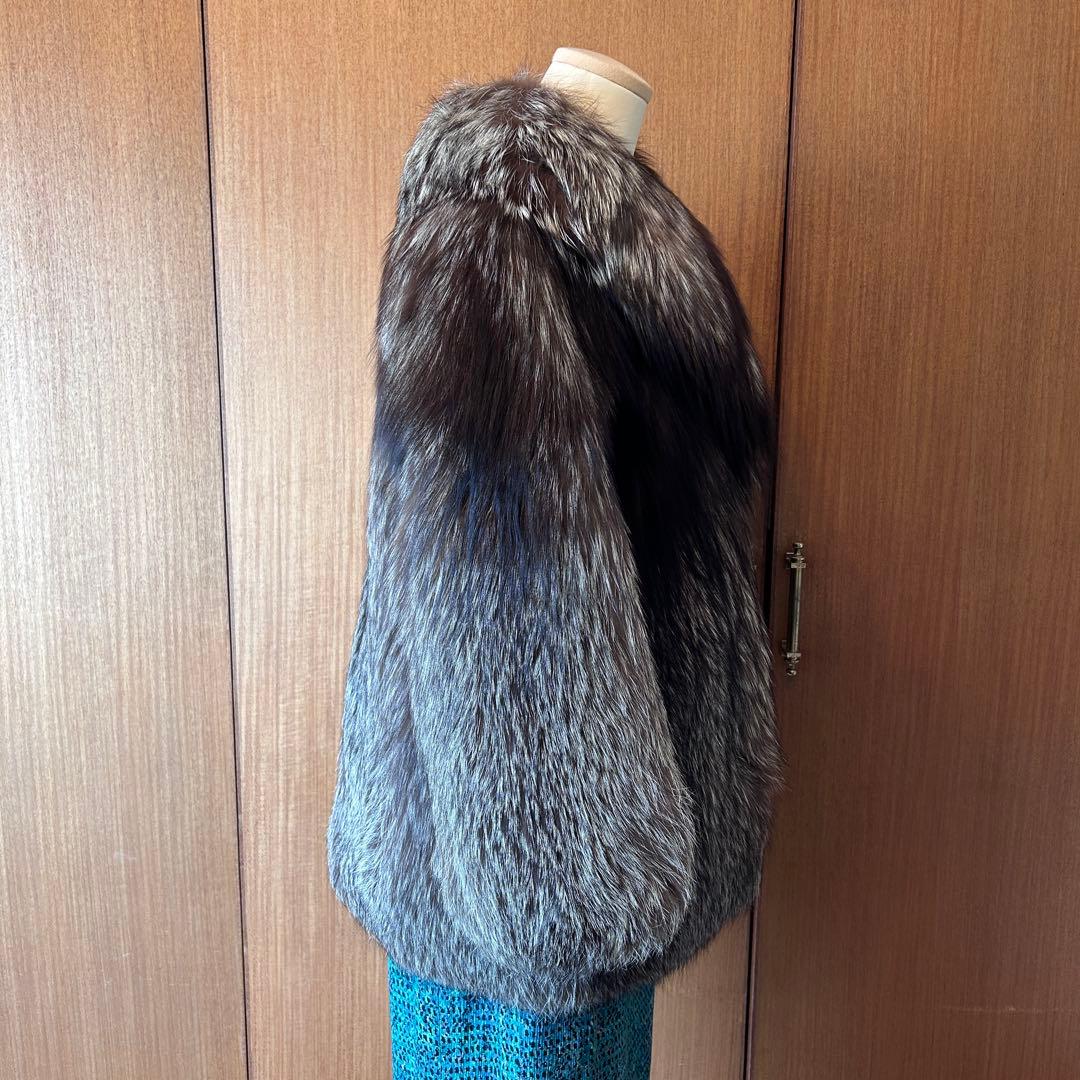 フォックス毛皮 コート サイズ11 ヒップ丈 裏地破れあり