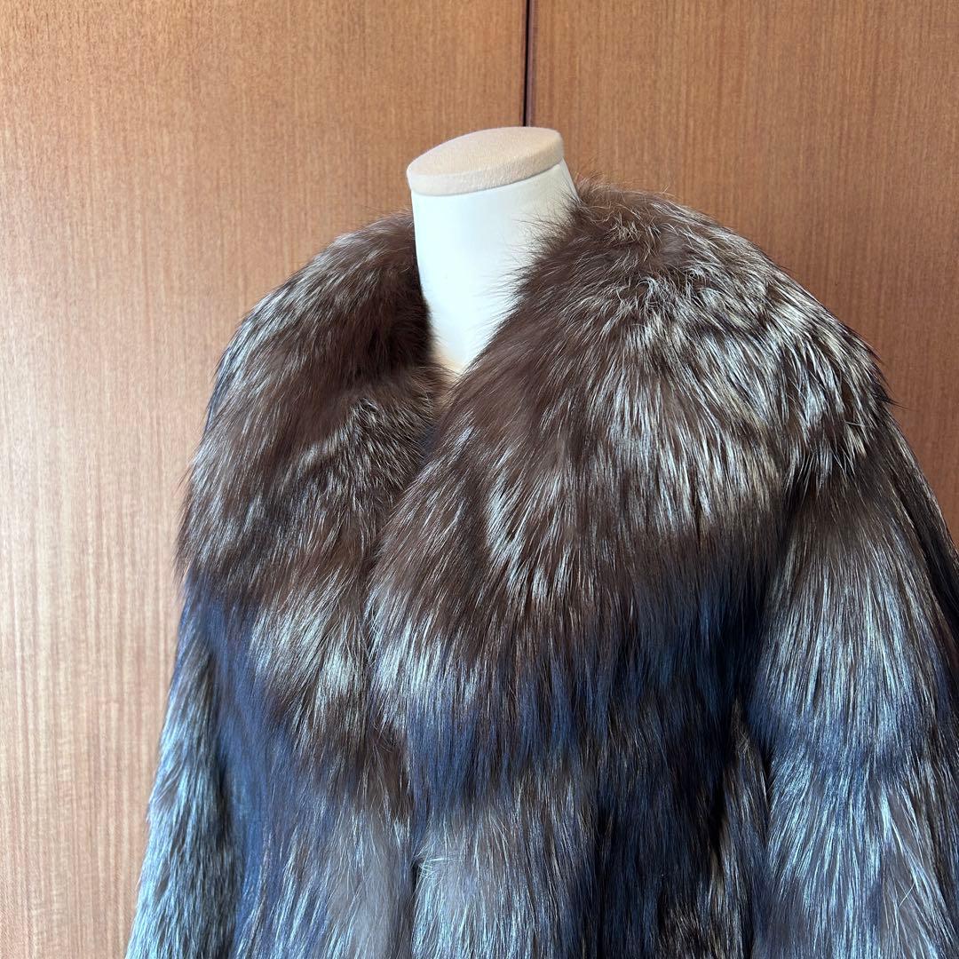 フォックス毛皮 コート サイズ11 ヒップ丈 裏地破れあり