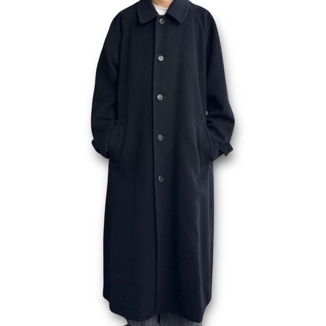 ジャケット・アウター 80s black angora wool balmacaan longcoat