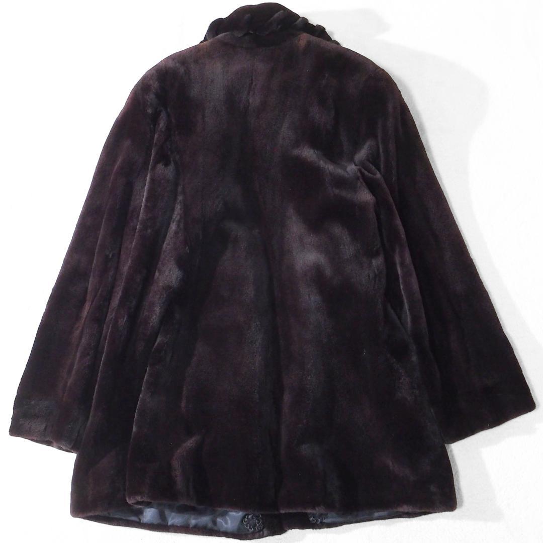美品 サガミンクSAGA MINKシェアードミンク ダークブラウン ミンクコート