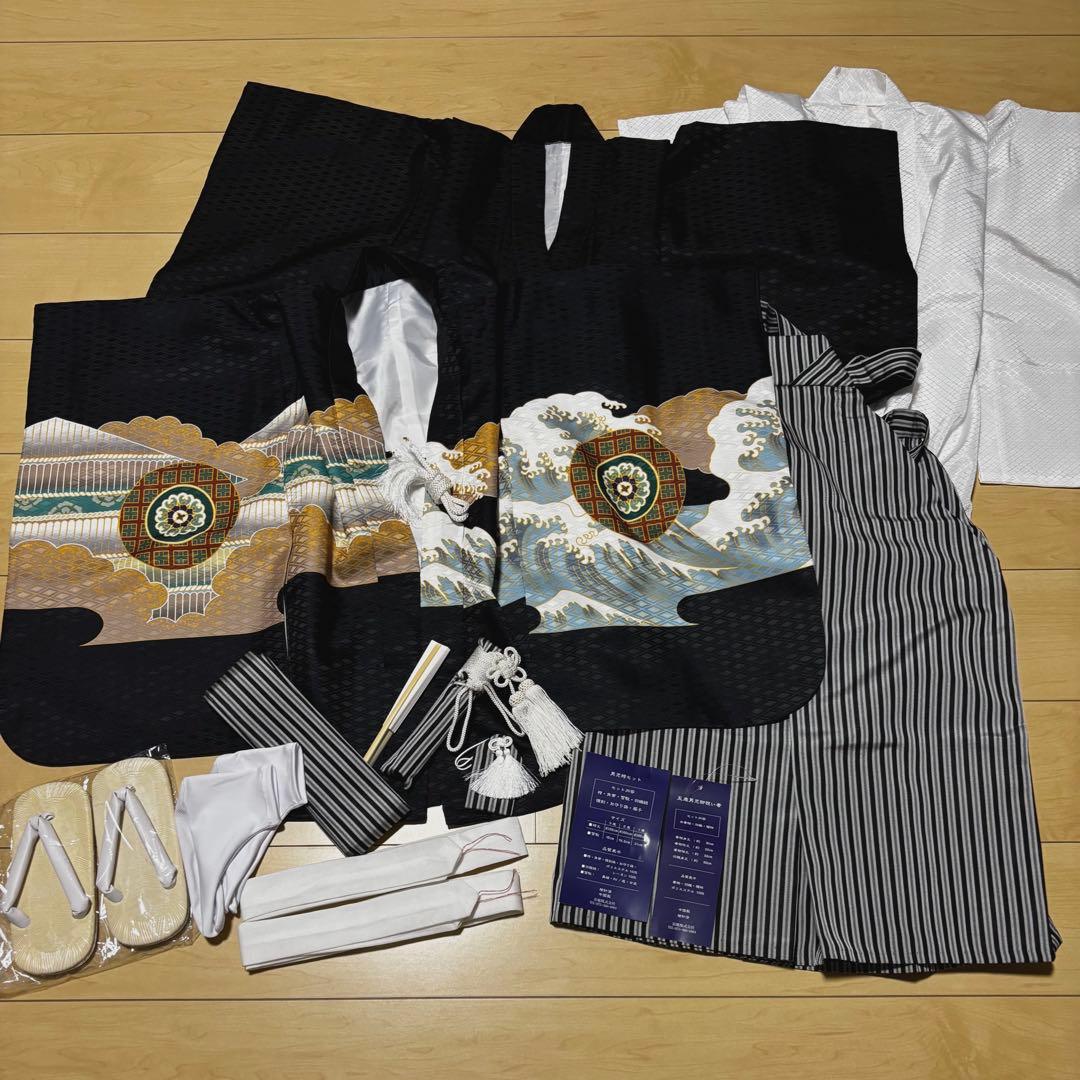 七五三　５歳　男の子　肩上げ済　袴　フルセット
