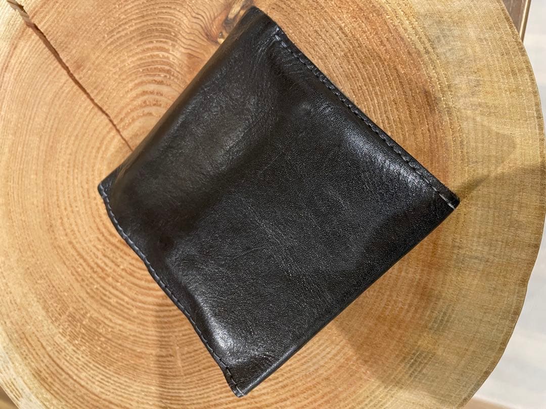 RRL 黒レザー二つ折り財布 金色コンチョボタン　ダブルアールエル