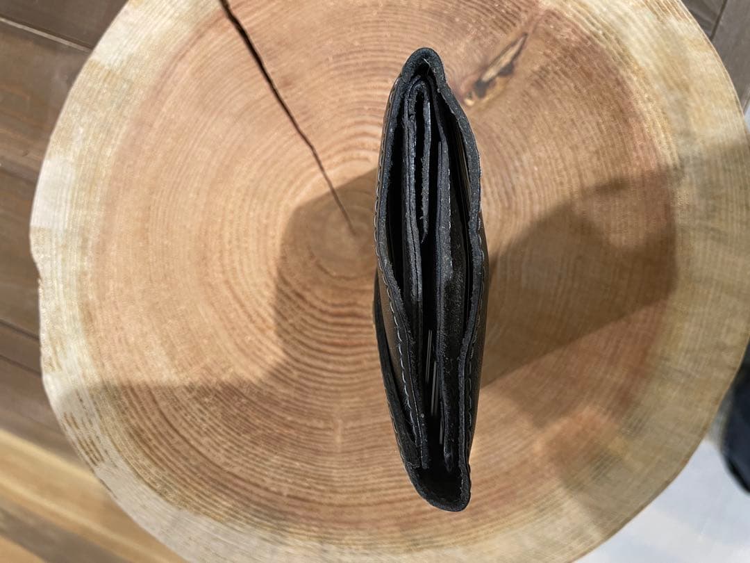 RRL 黒レザー二つ折り財布 金色コンチョボタン　ダブルアールエル