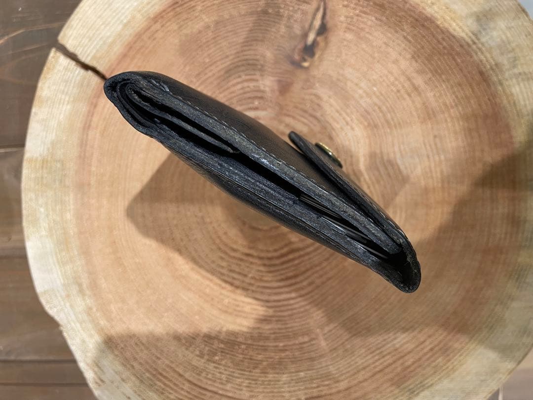 RRL 黒レザー二つ折り財布 金色コンチョボタン　ダブルアールエル